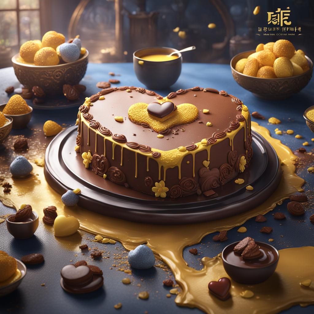 Heart Mousse Cake: Detailed Matte Painting