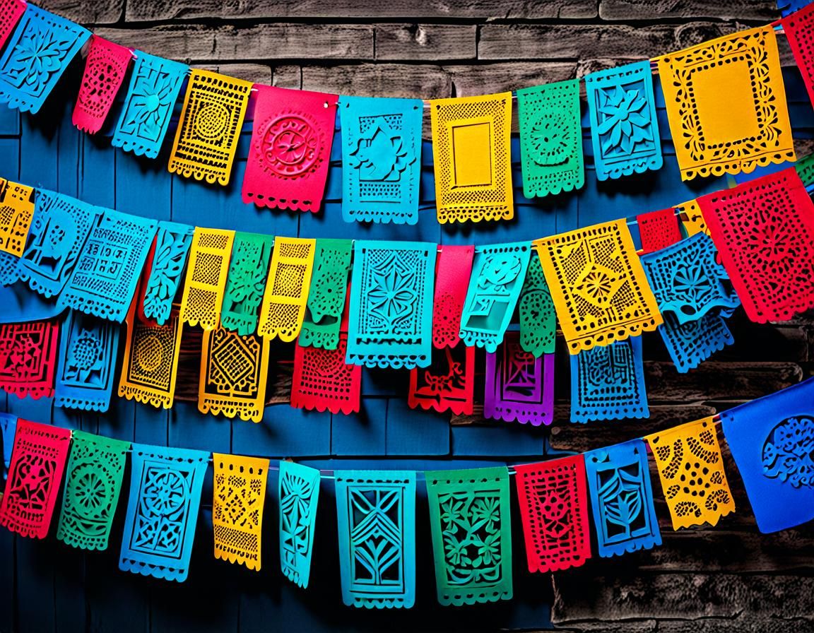 Festive Papel Picado Banner Clipart