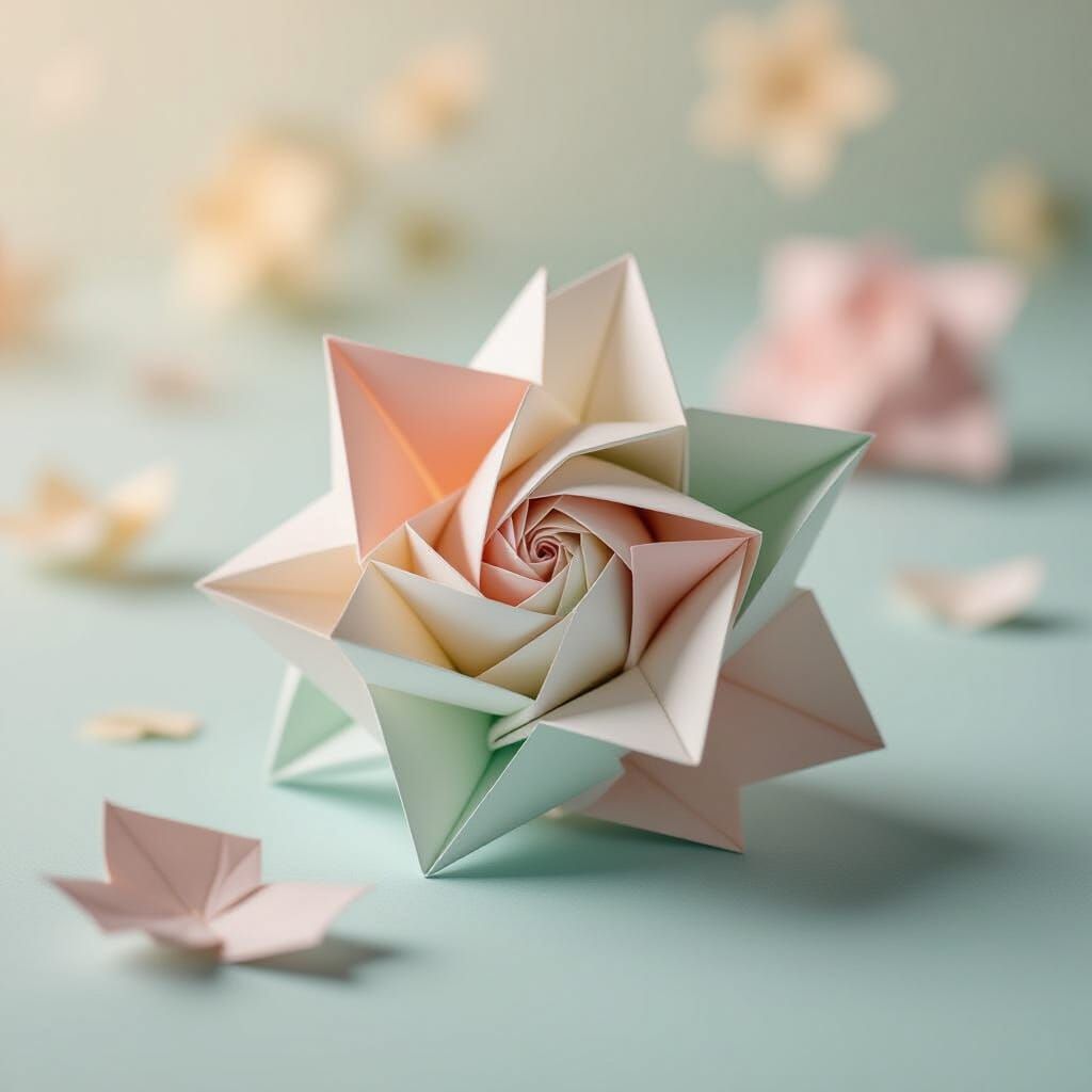 Origami Paper Folds in Artistic Macro Photography
