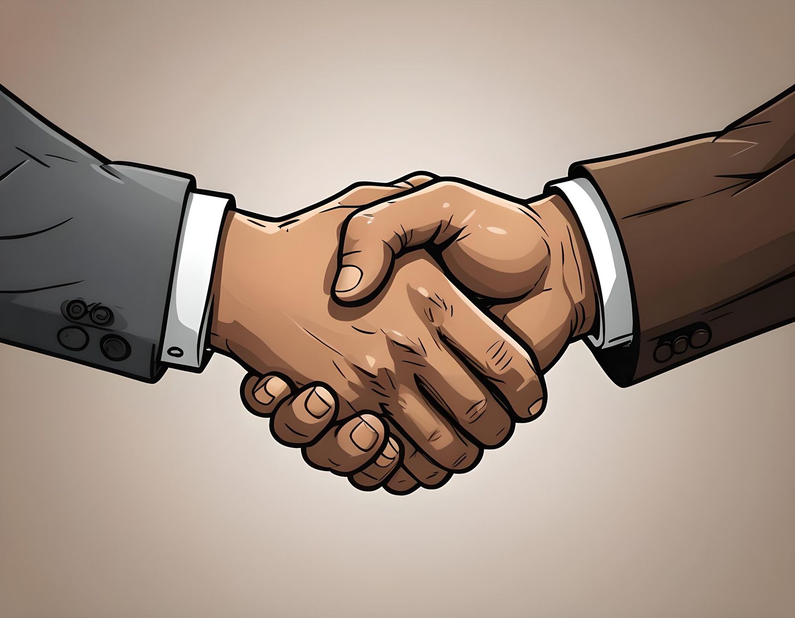 Cartoon Handshake in Hand-Drawn Style