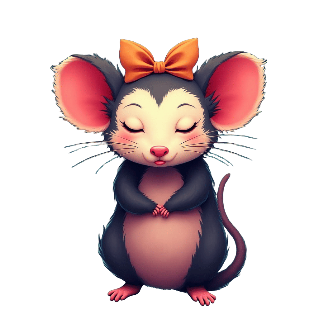 Sleepy Opossum with Bow: Pop Art Screen Print