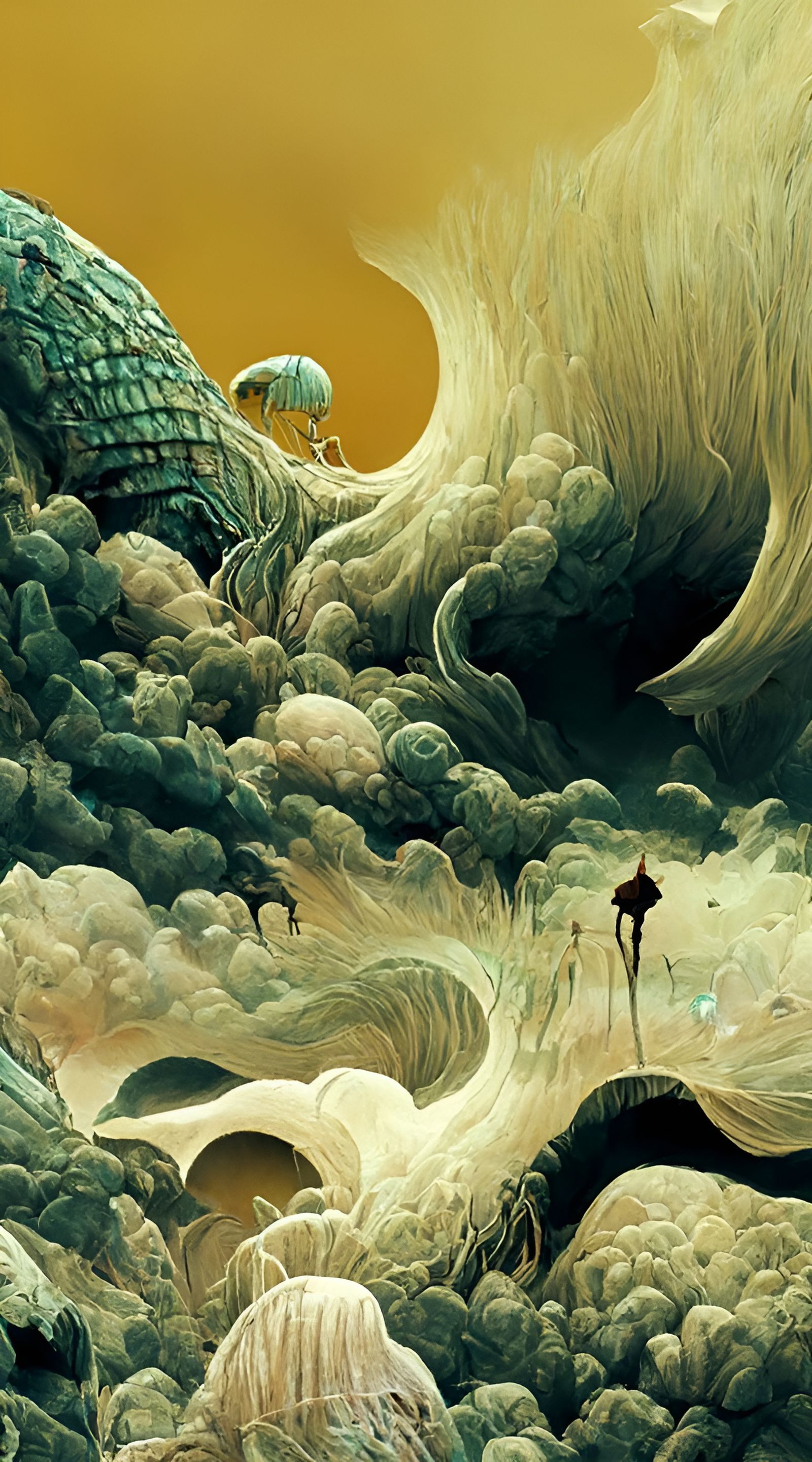 Creepy Shadows on Mushroom Planet in Psychedelic Surrealism