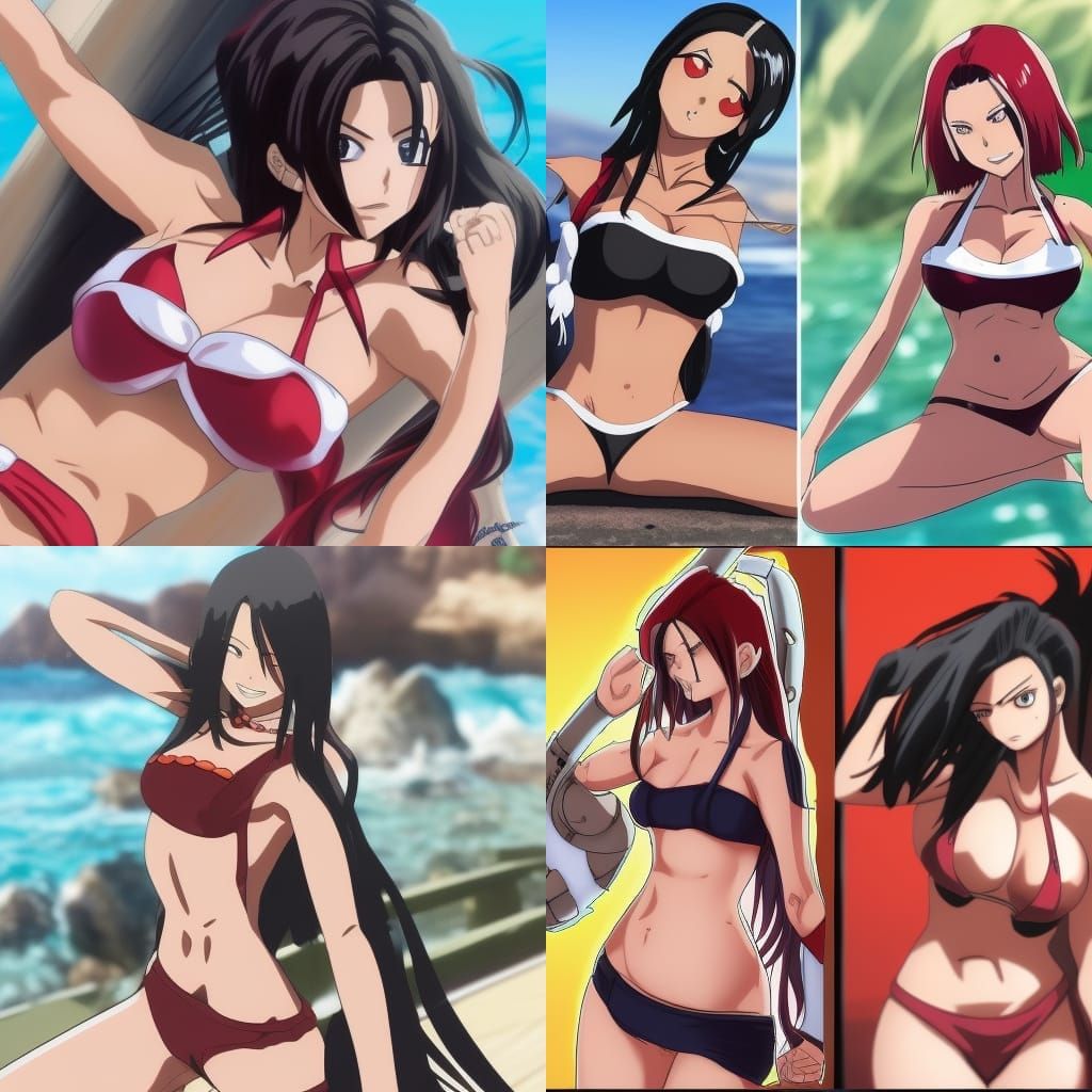 Anime Style Portrait of Woman in Bikini