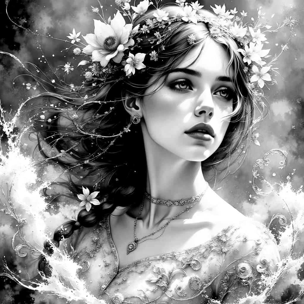 Teal-Haired Woman Portrait with Turquoise Ocean Backdrop