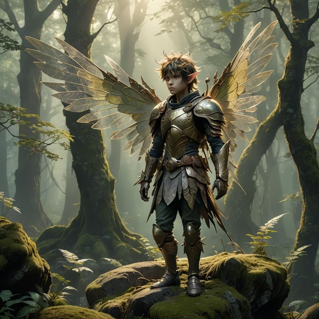 Male Fairy in Misty Forest, Anime 3D Art
