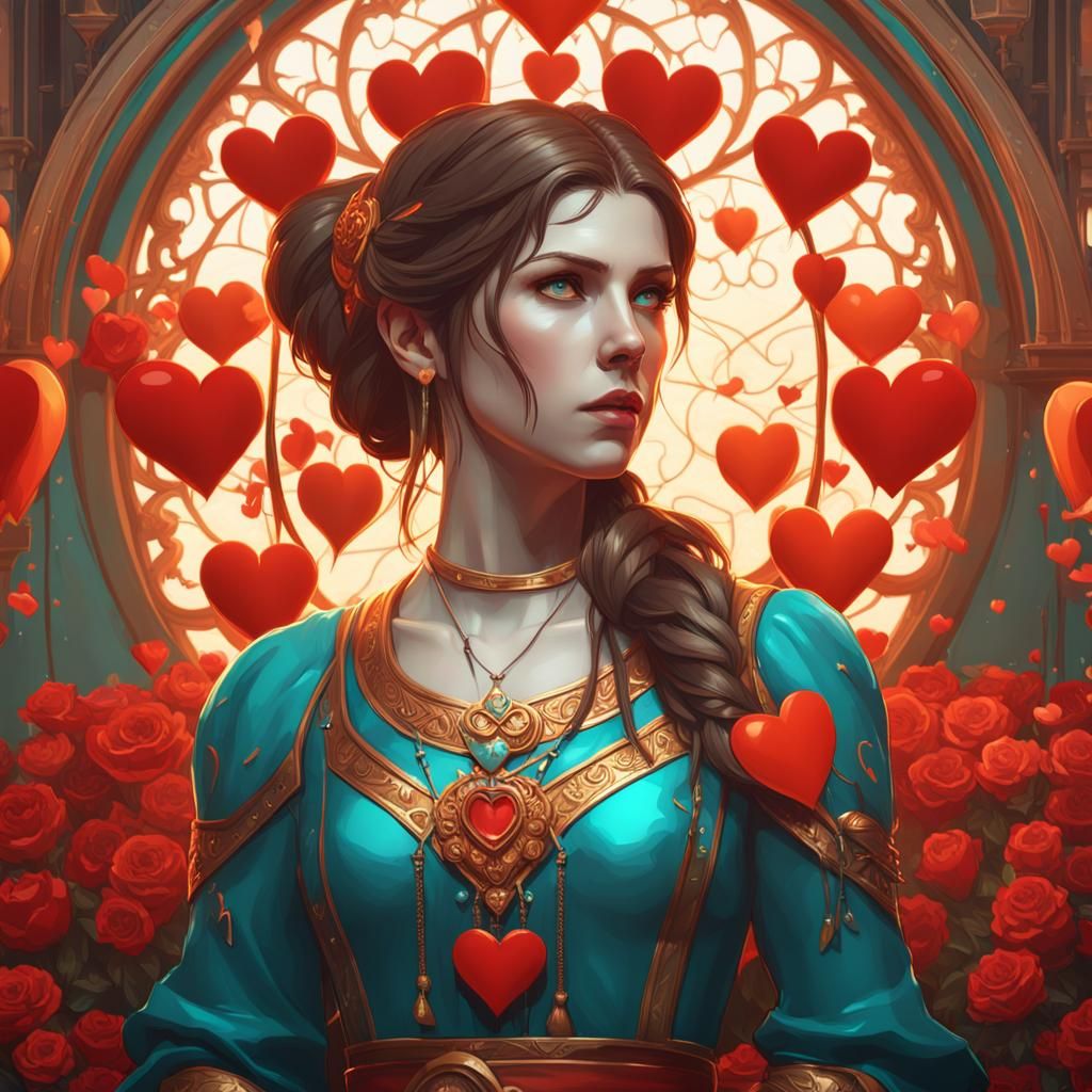 Anna Kendrick Surrounded by Red Hearts in Romantic Concept A...