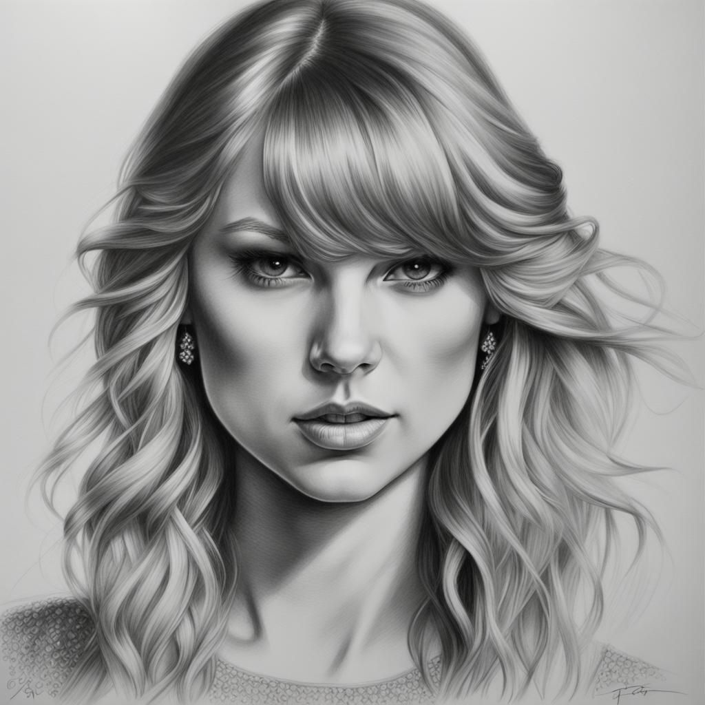 Detailed Pencil Sketch Portrait of a Woman