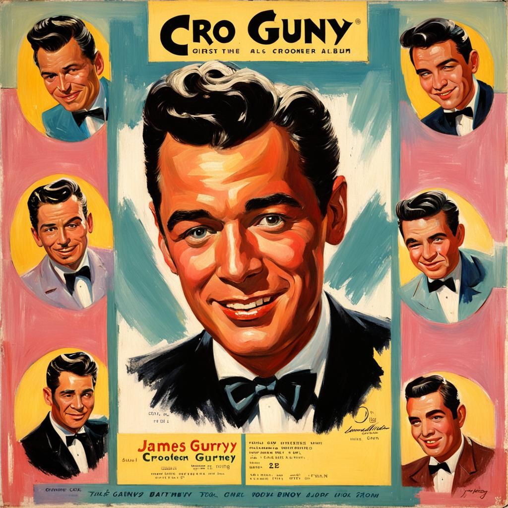 Vintage 50s Crooner Album Cover, Oil Painting