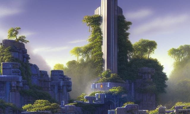 Futuristic Atlantis City with Grecian Elements