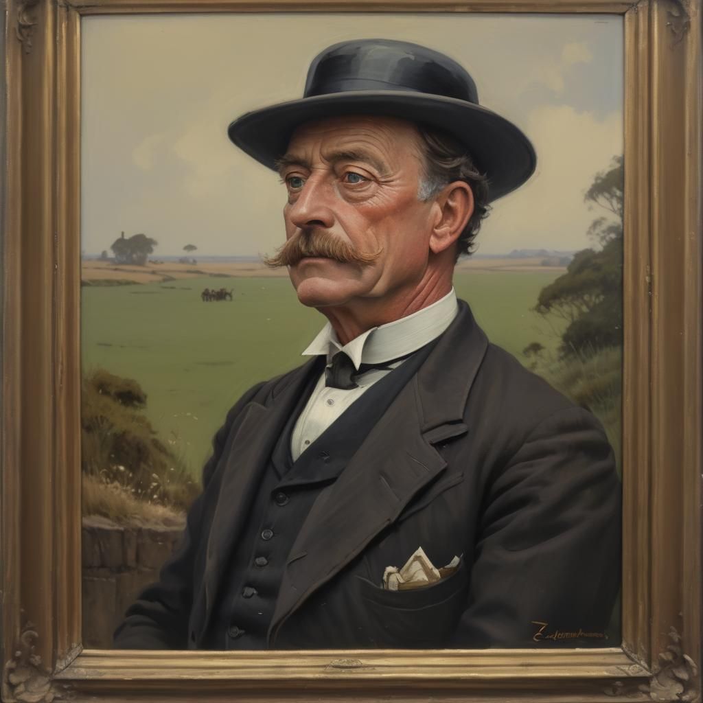 Edwardian Gentleman Portrait in Oil Painting Style
