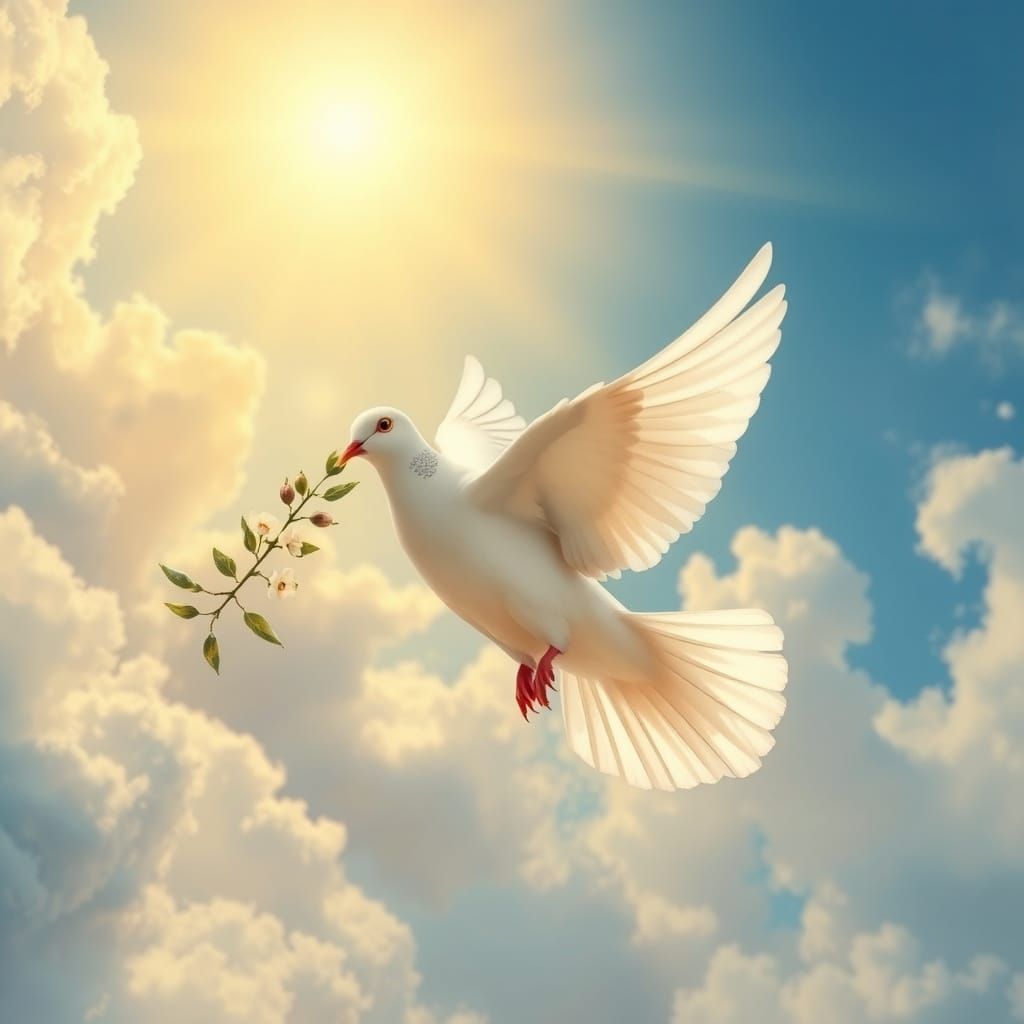 Serene Dove Ascends to Heaven's Gate