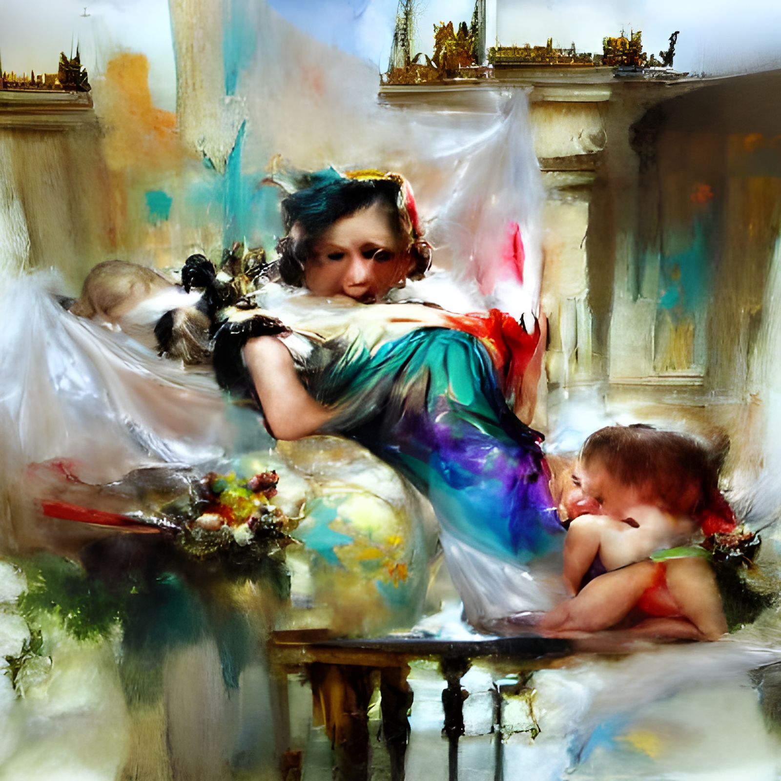 Romantic Portrait of Mother in Dreamcore Style