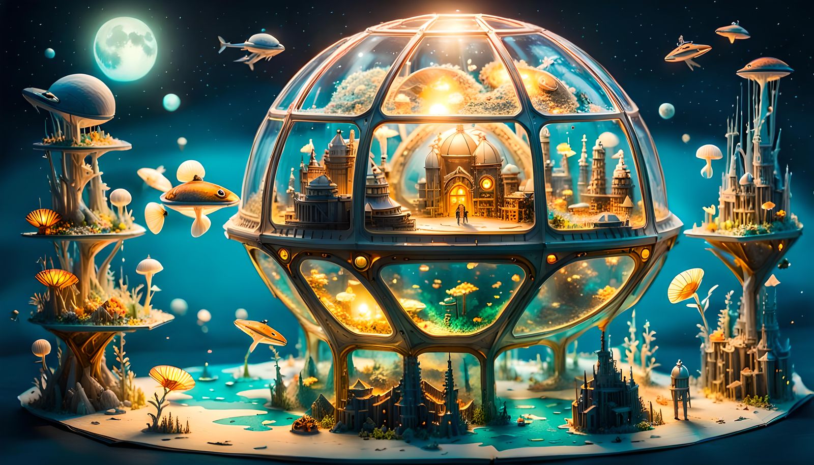 Steampunk Frog Village and Glass Whale Pop-Up Book