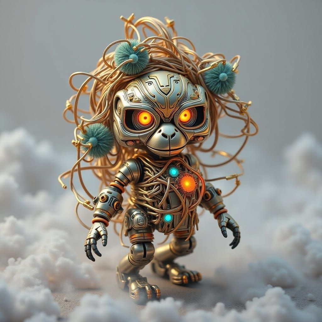 Luminous Node in Misty Dystopian Landscape