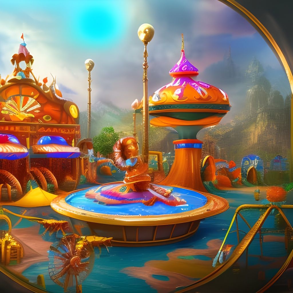 Fantastical Carnival Island Amusement Park Concept Art