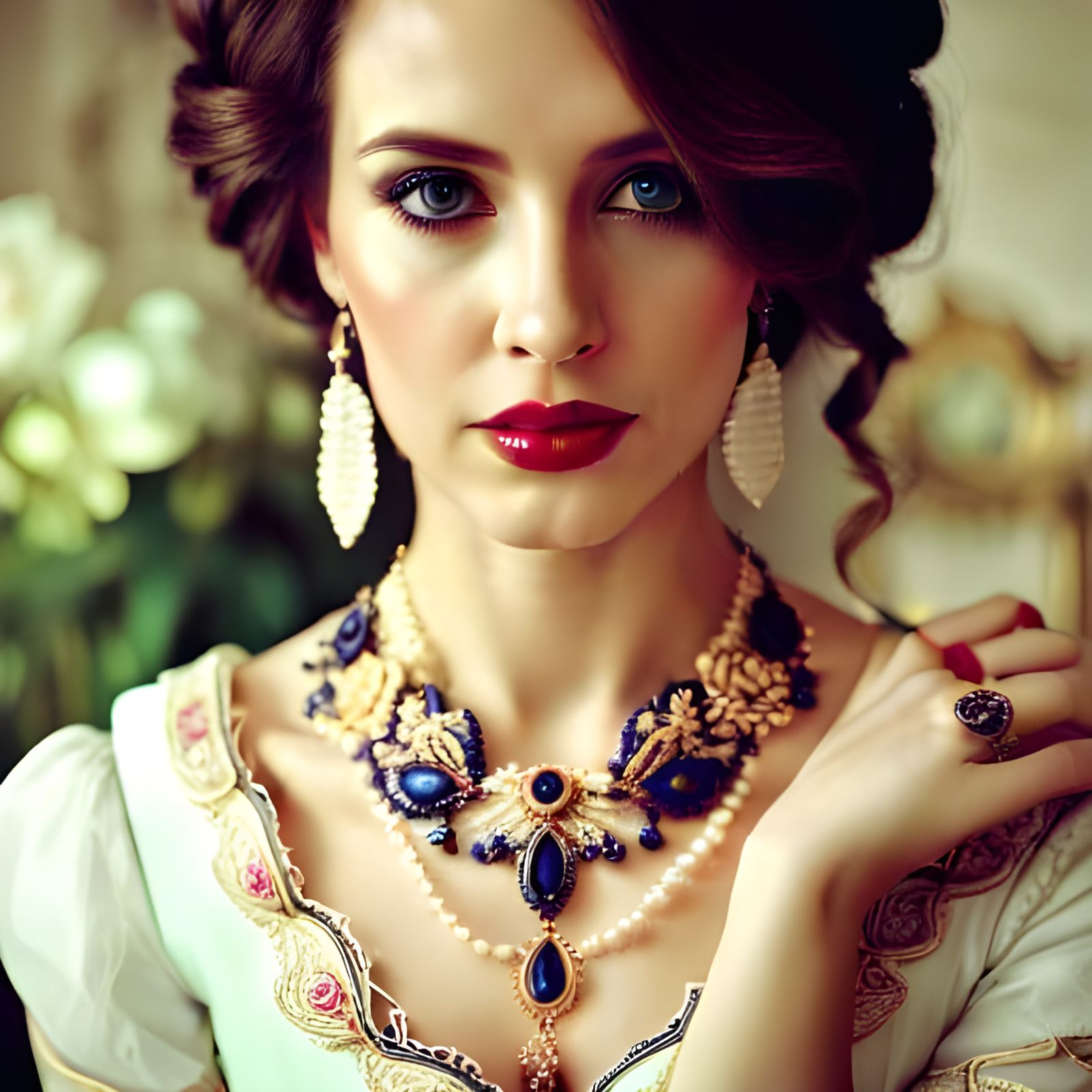 Gorgeous Woman in Rococo Dress, Hyperdetailed 8K