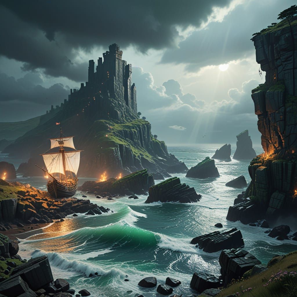 Celtic Warriors Clash with Viking Longships on the Brittany ...