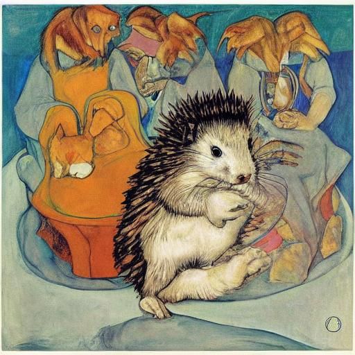 Surreal Hedgehog Crafts Rabbits: Art Nouveau Record Sleeve