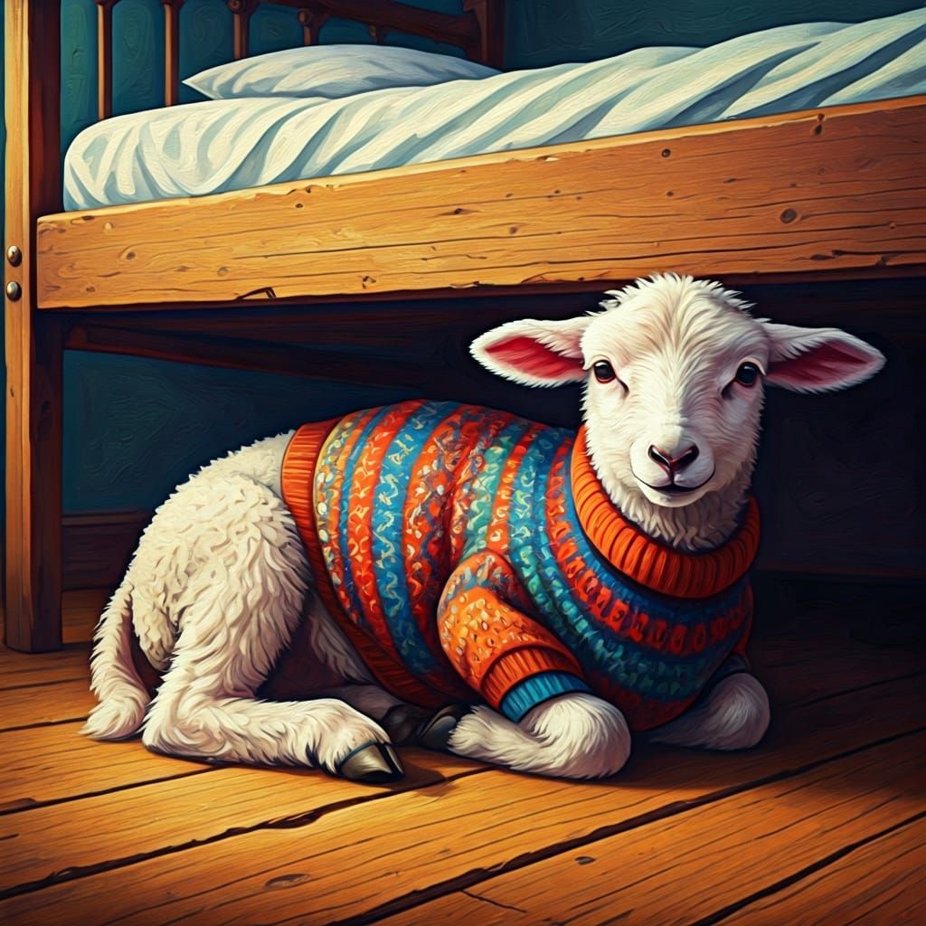 Lamb in Knitted Jumper: Neo-Impressionist Expressionism