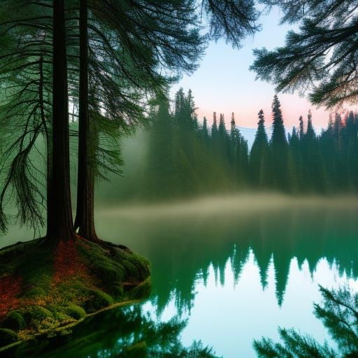 Moonlit Woodland Oil Painting in Fantasy Style