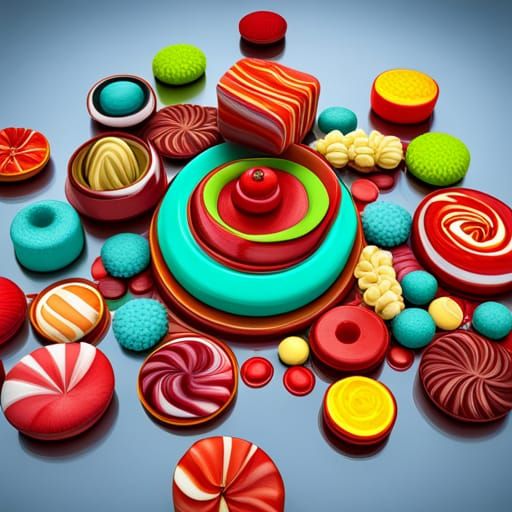 Assorted Candies Plate in Abstract Digital Art