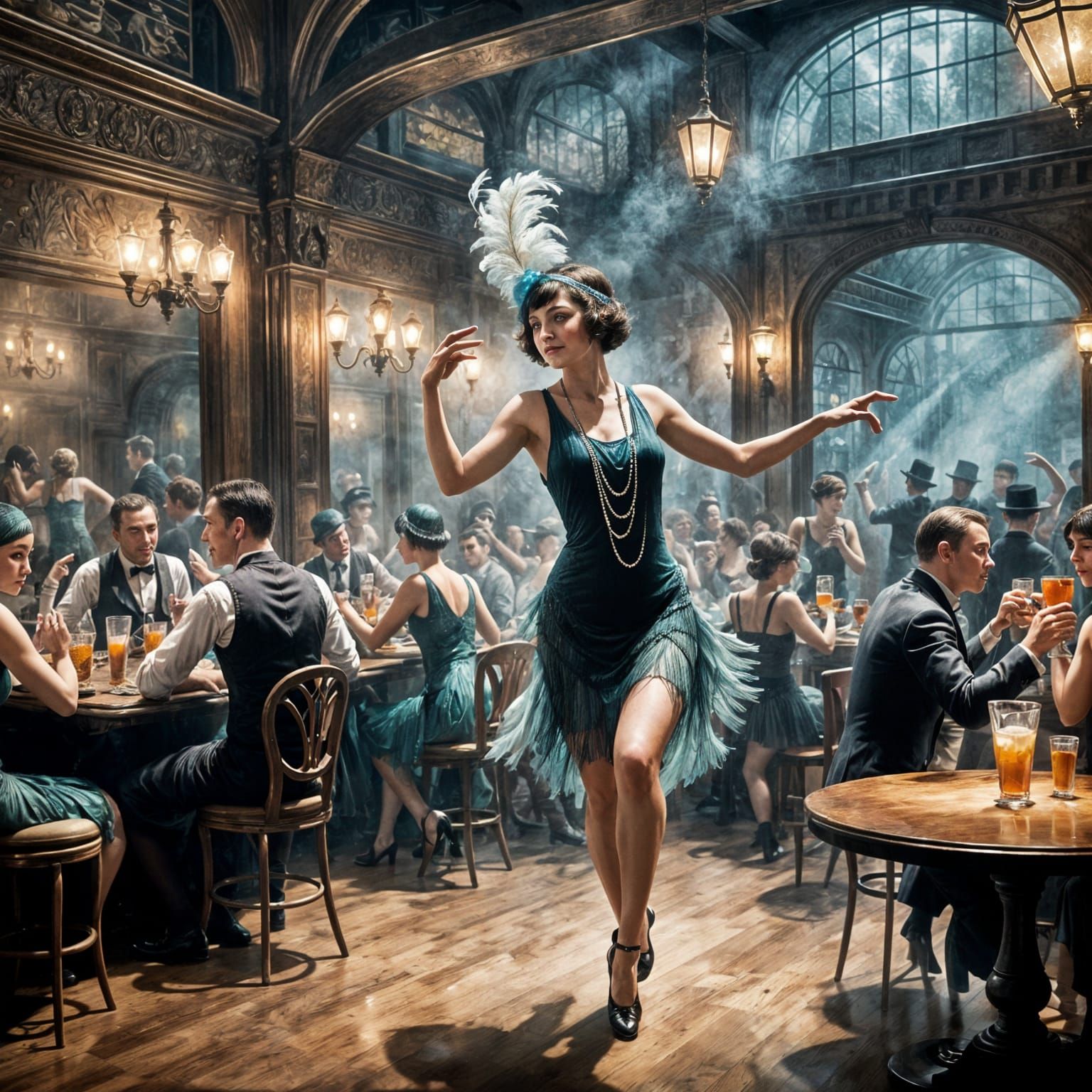 Flapper Girl Dancing in a 1920s Speakeasy