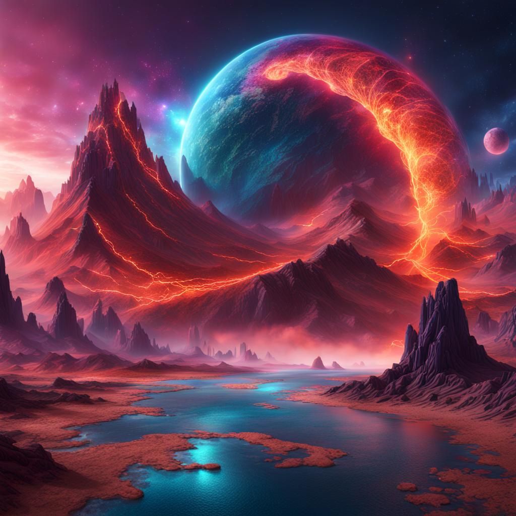 Galactic Wave: Detailed Matte Painting in Fantasy Art Style