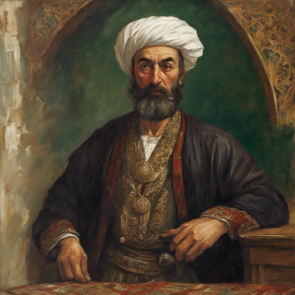 Ottoman Grand Vizier Self-Portrait Oil Painting