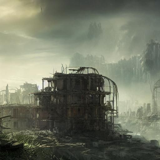 Dystopian Bunker Trader in Post-Apocalyptic Concept Art