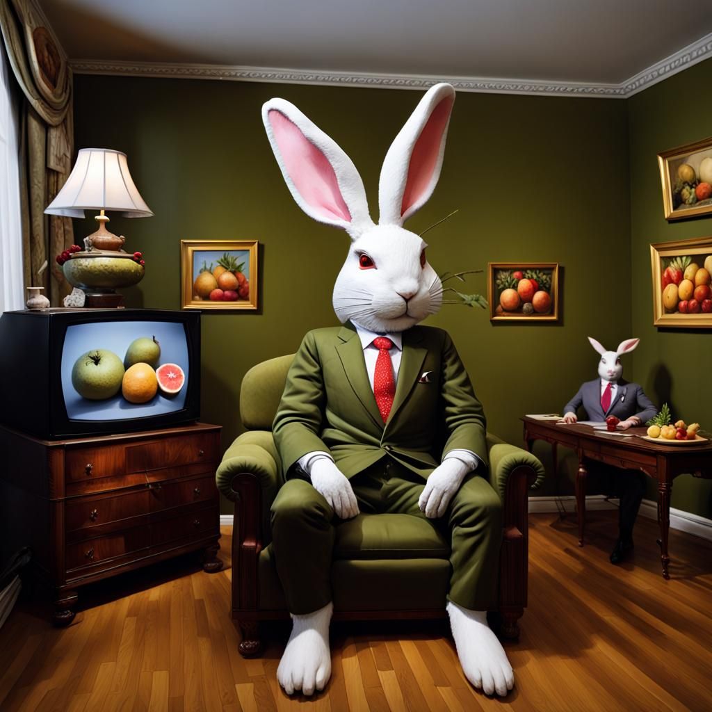 CEO Peter Rabbit of BunnyCo., Lounging at Home on a Saturday Morning