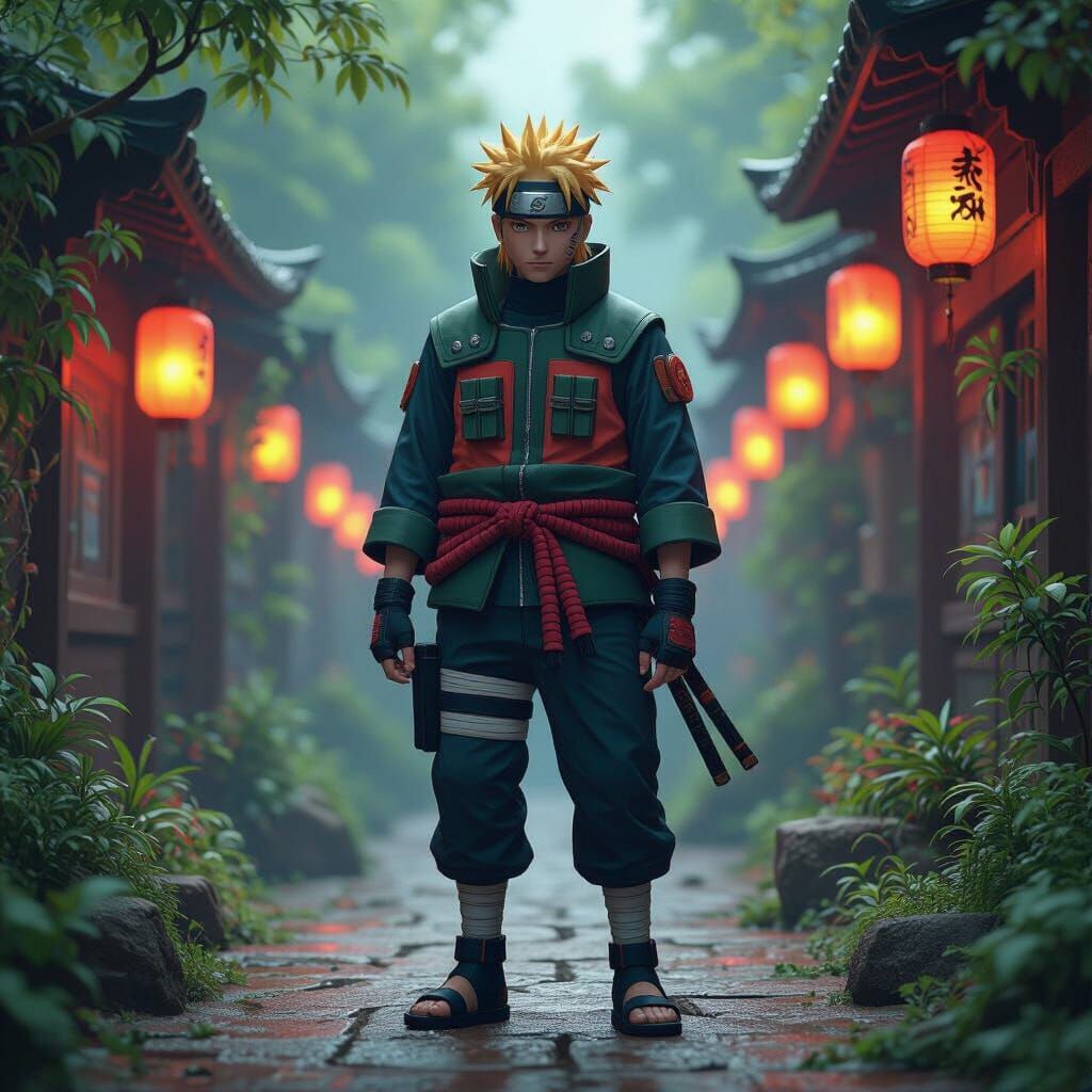 Naruto on Mystical Street in Detailed Matte Painting
