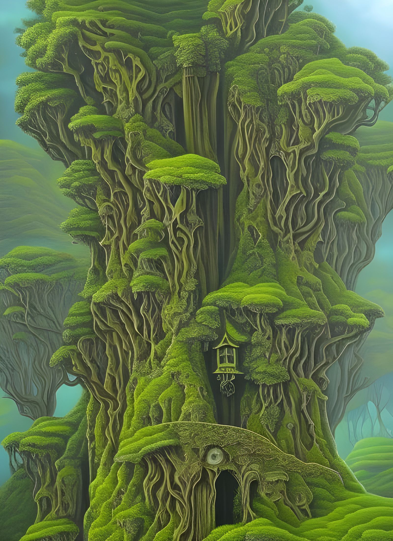 Faces Hidden in Nature Near Elven Towers