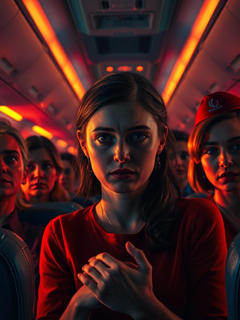 Uneasy Airplane Cabin in Vibrant Triadic Colors