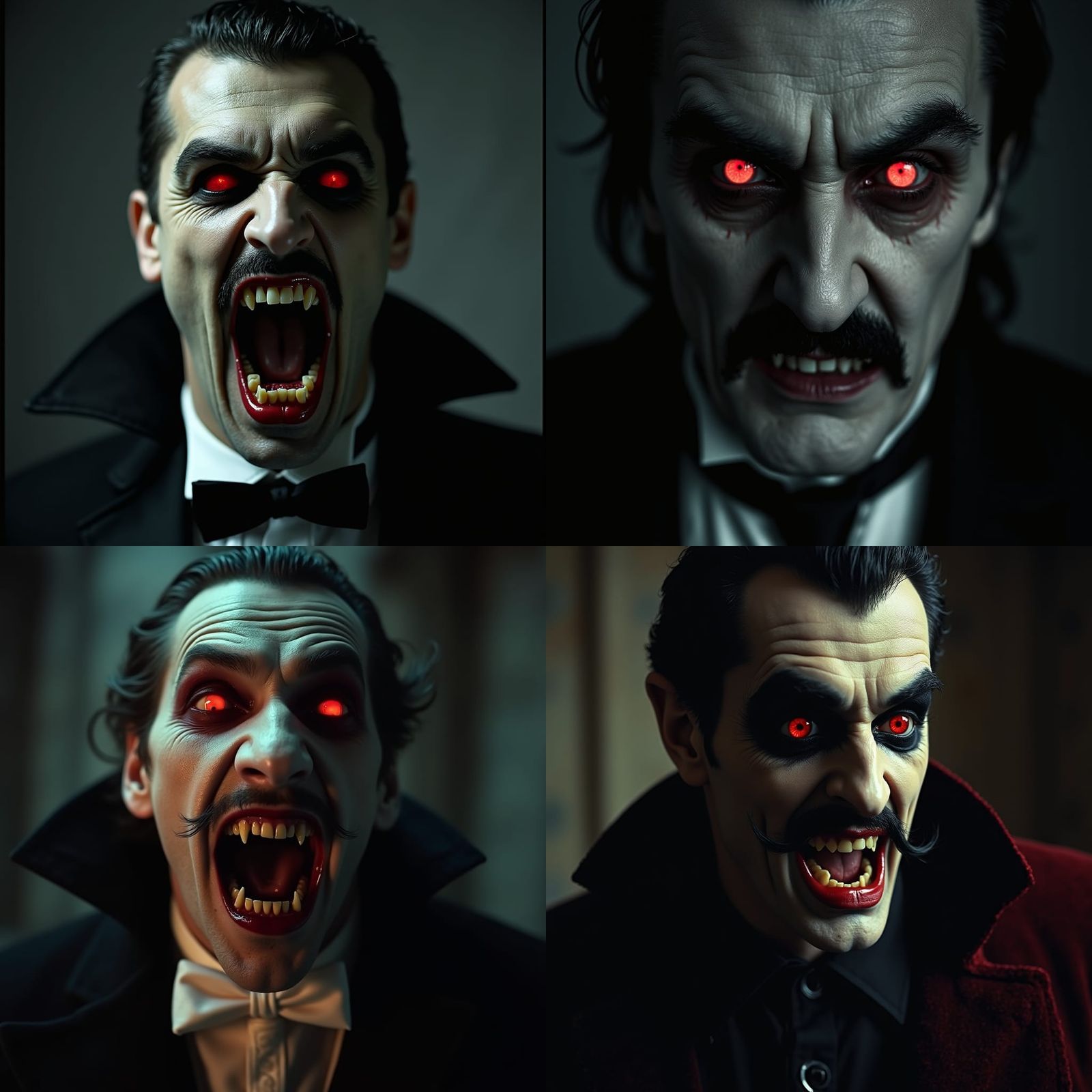 Cinematic Dracula Vampire Portrait with Red Eyes