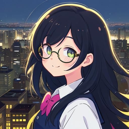 Anime Girl Portrait in Cityscape: Manga Style