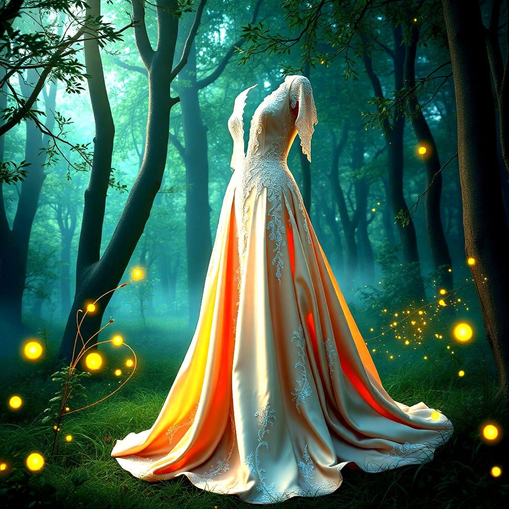 Stunning Satin and Silk Dress in Detailed Matte Painting