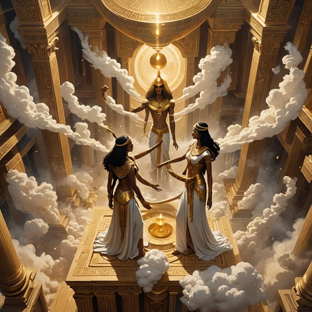 Thoth and Isis Crafting Human: Mythological Concept Art