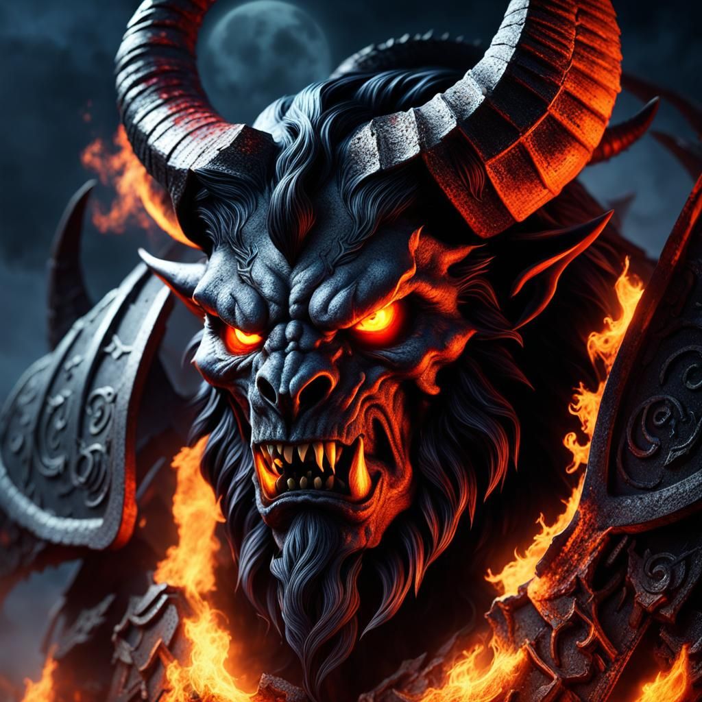 Ancient Demon Portrait in Surrealist Style