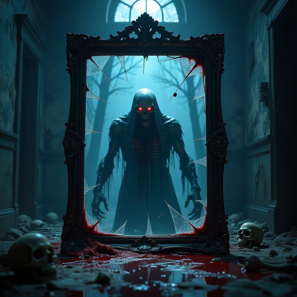Monstrous Entity Emerges From Shattered Mirror in Cosmic Hor...