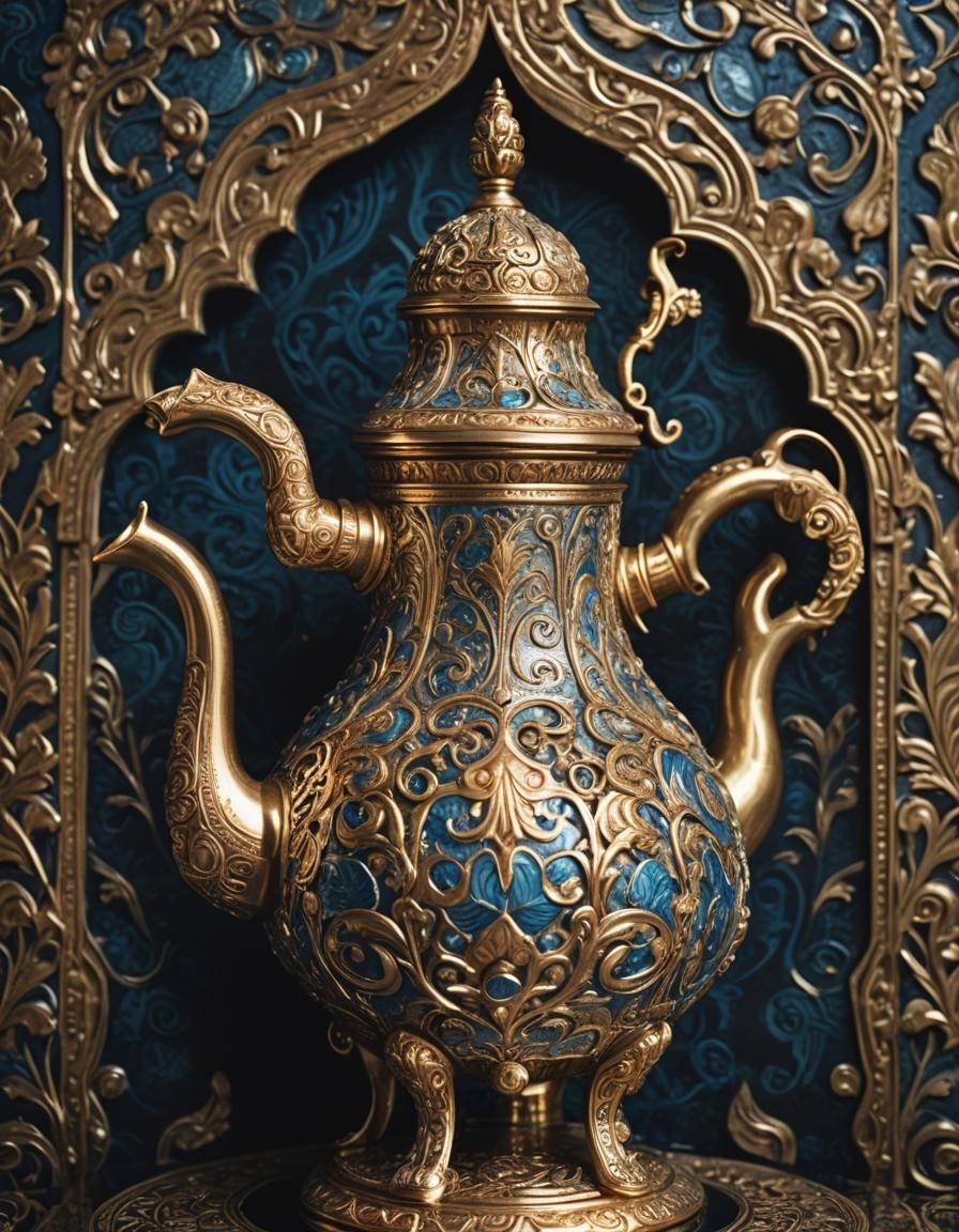 Gold Kama Sutra Coffee Pot in Art Nouveau Style