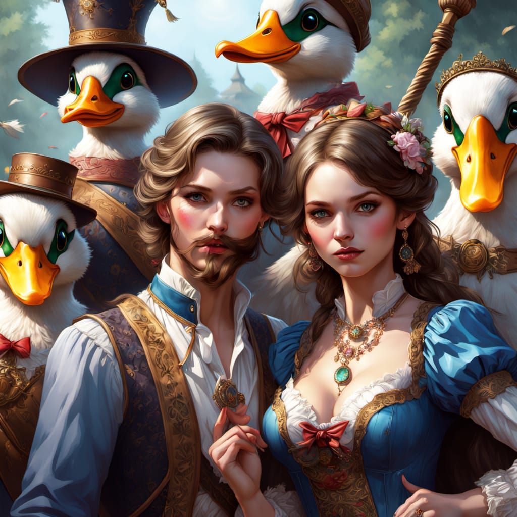 Dancing Ducks in Bavarian Costume, Splash Art