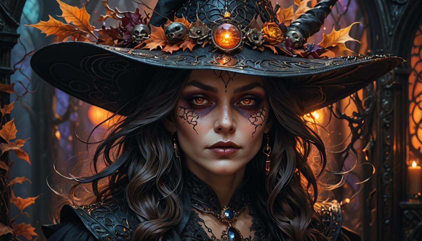 Mystical Witch Portrait in Hyperrealistic Digital Art
