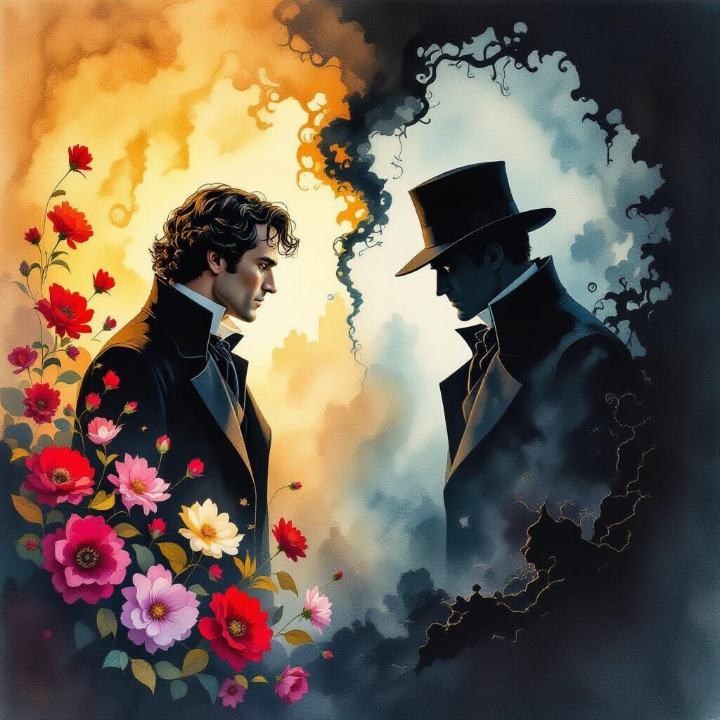 Sherlock Versus Moriarty in Watercolor and Ink