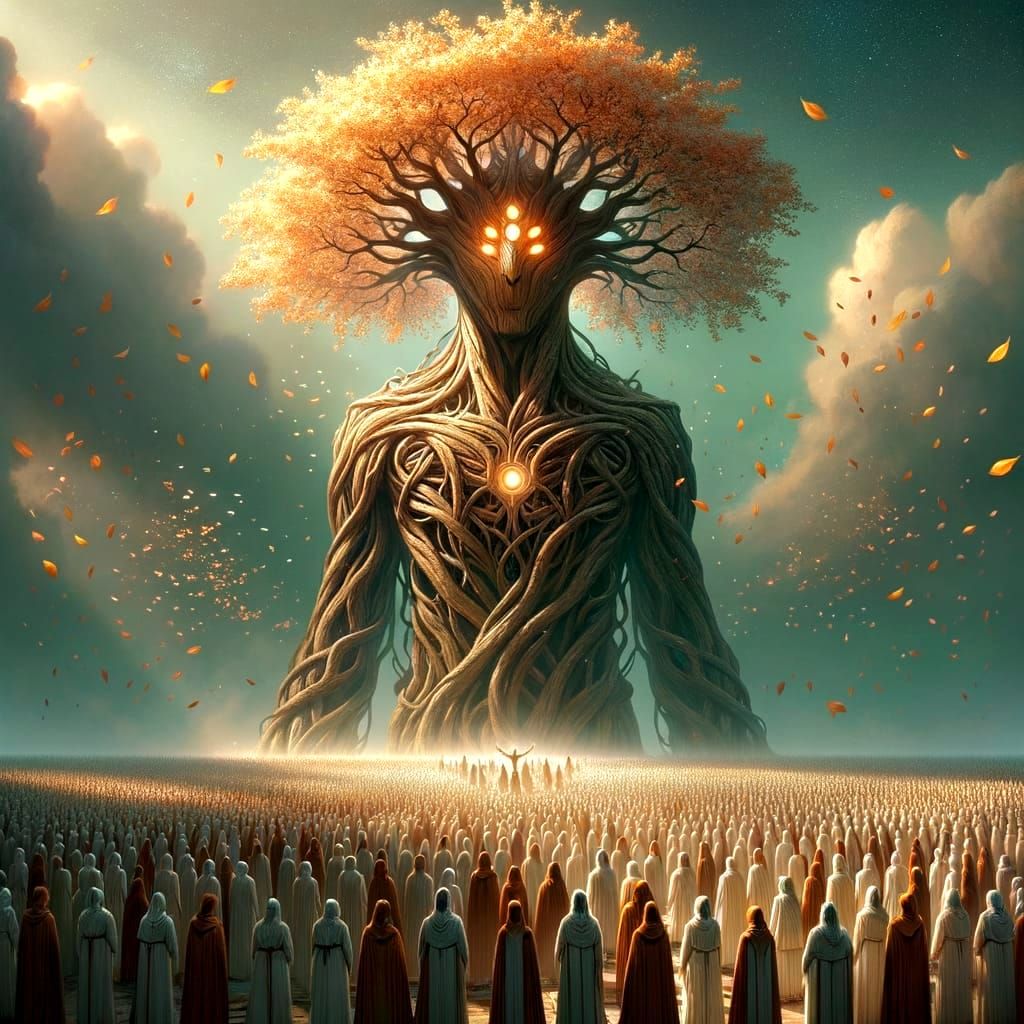 Towering Tree Entity Radiating Bioluminescence