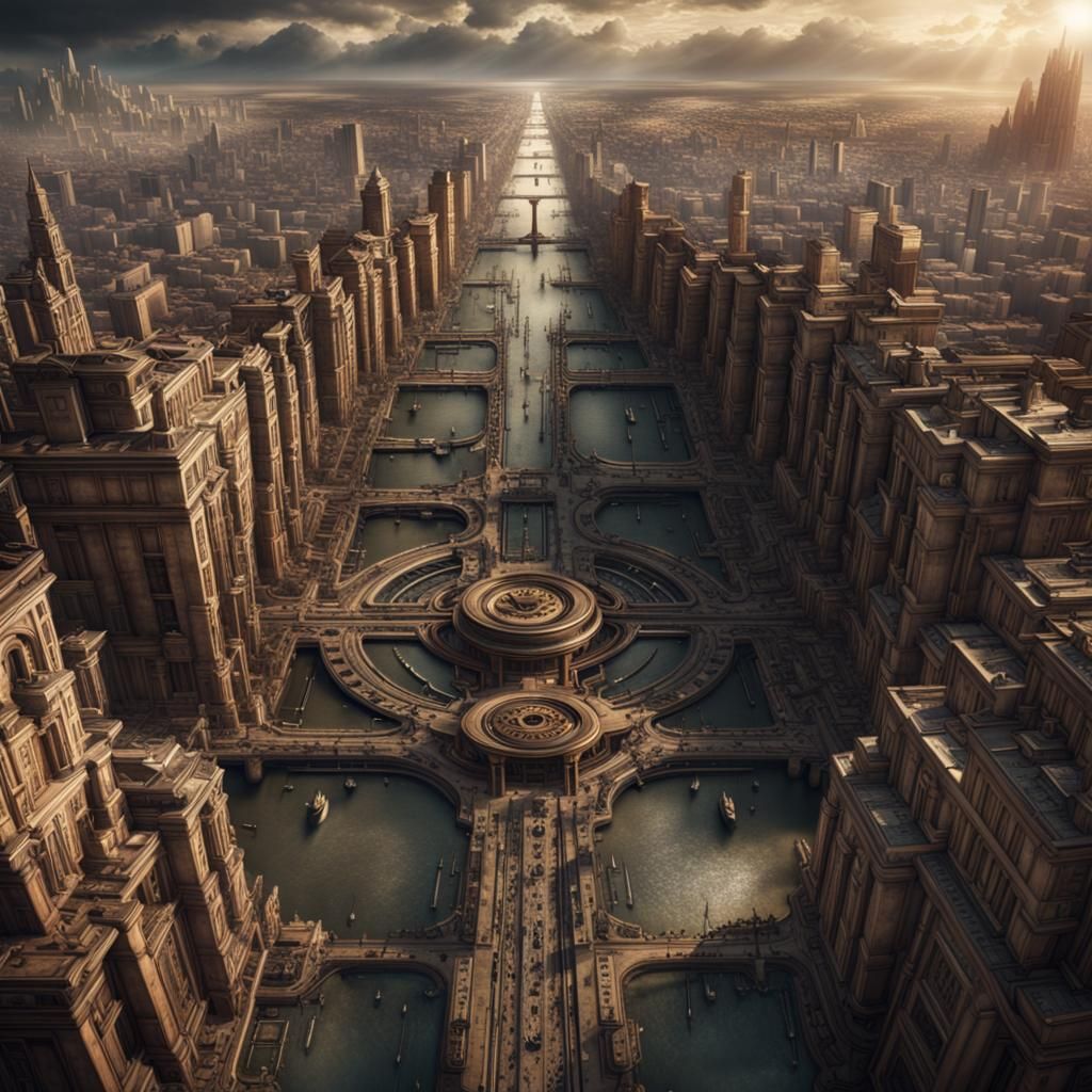 Epic Vitruvian City: Detailed Digital Matte Painting