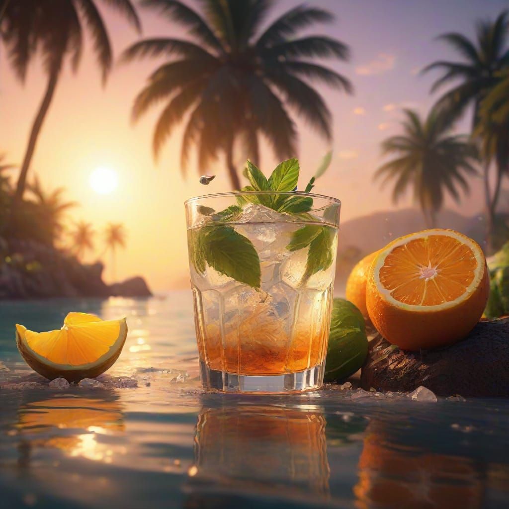 Mojito on Fantasy Island in Vibrant Oil Painting