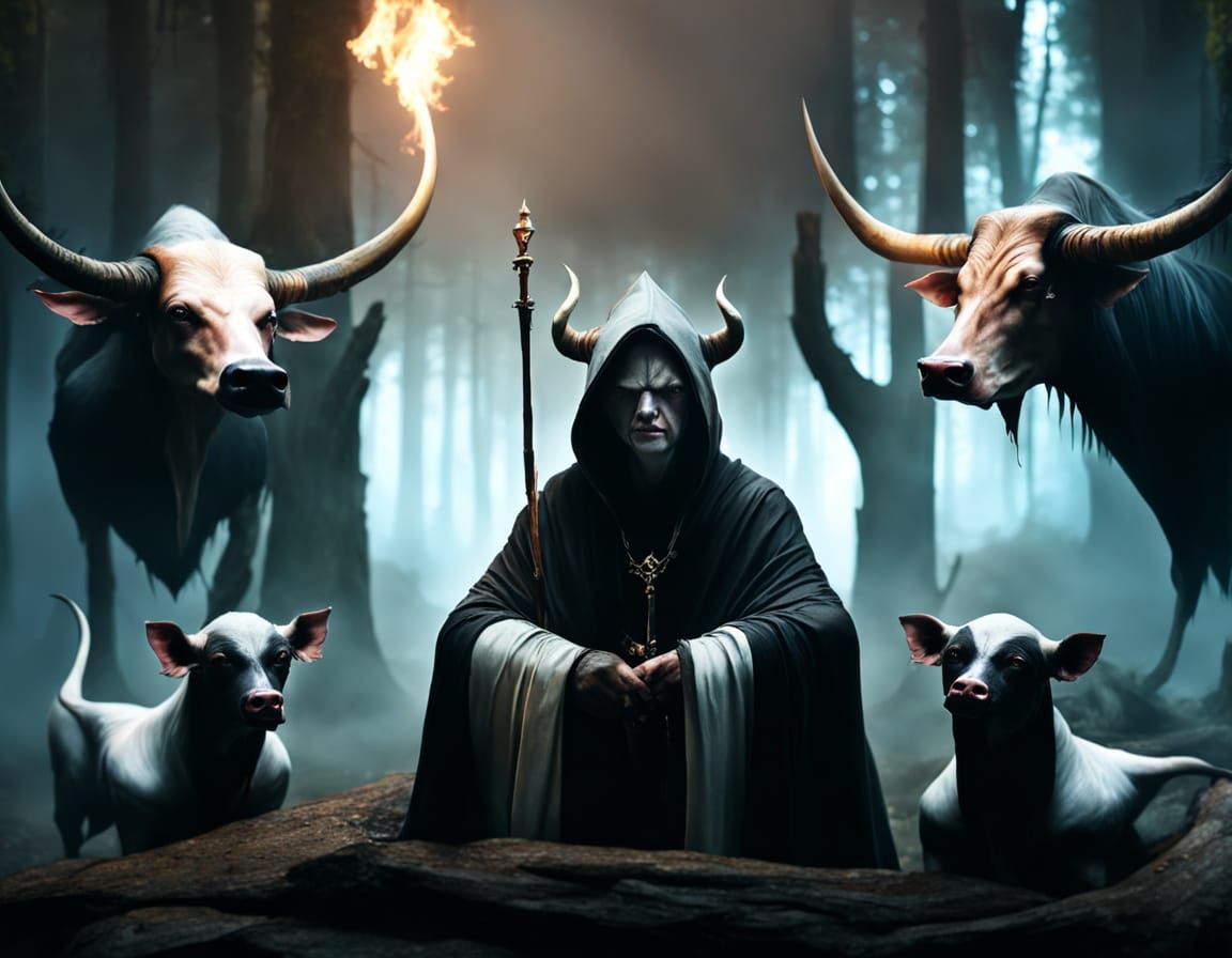 Mysterious Figure in Misty Forest: Dark Fantasy Art