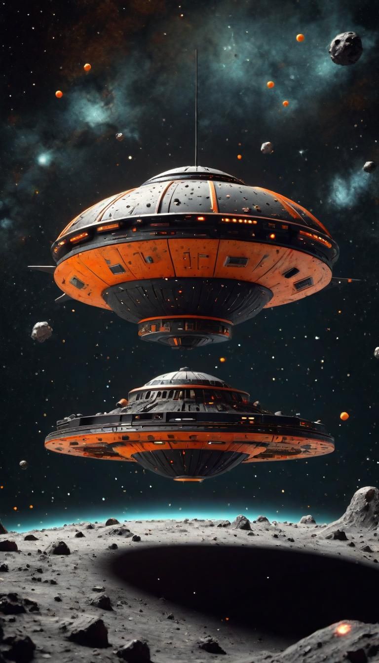 Retro-Futuristic Spaceship Docking in Deep Space