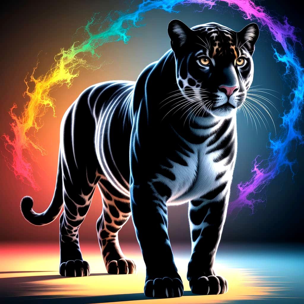 Majestic Panther in Abstract Colorful Light