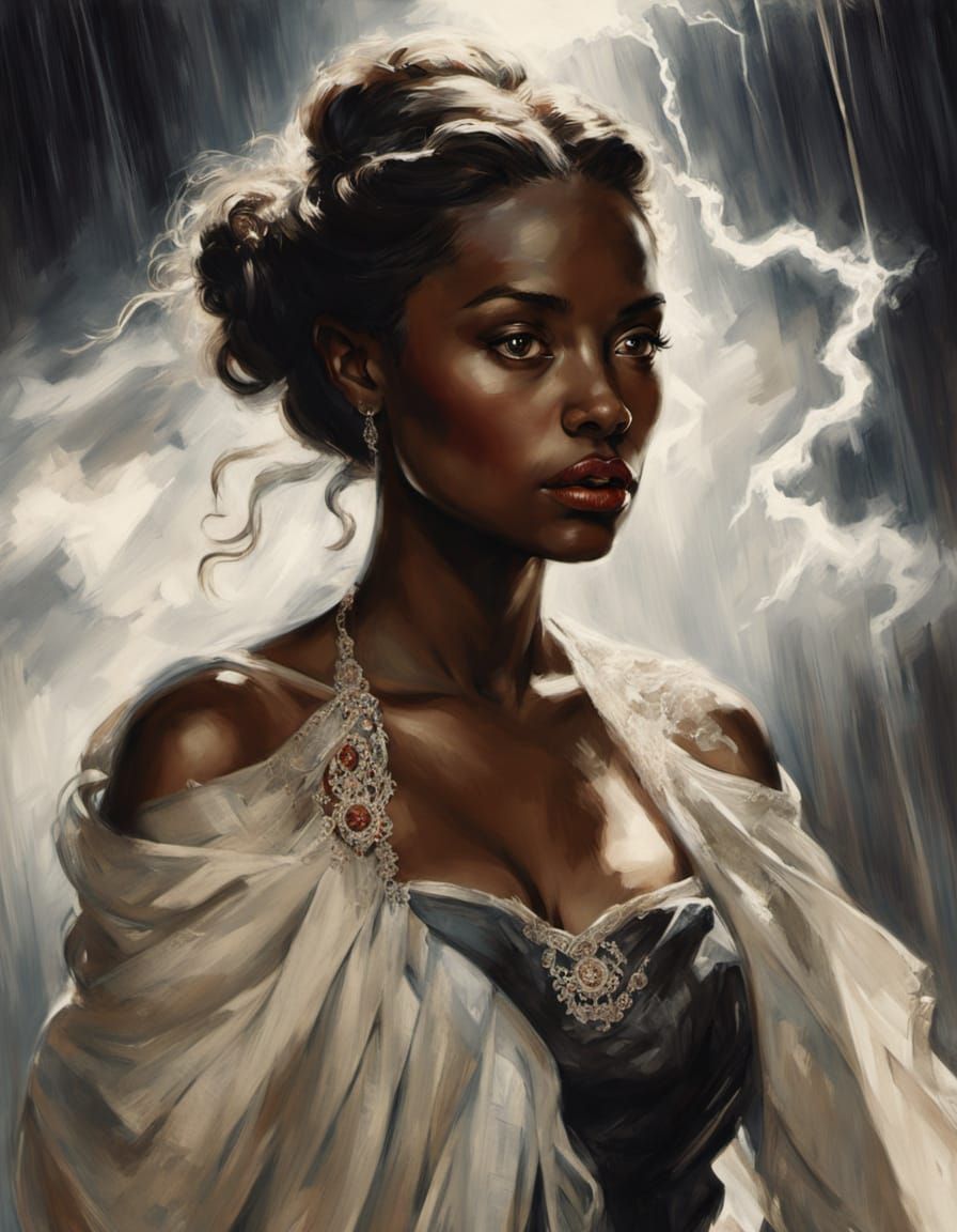 Intricate Woven Cloth and Storm in Rococo Style